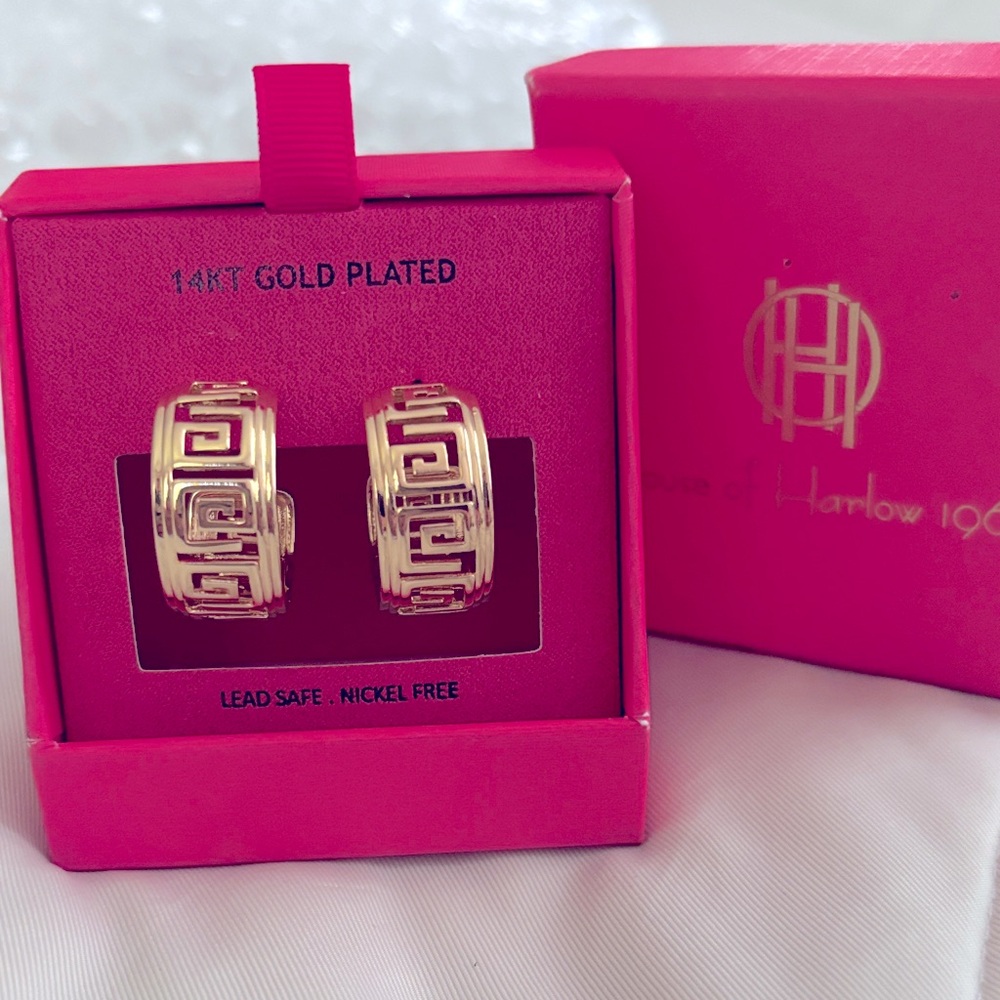 House of Harlow 1960 Gold Geometric Earrings. New